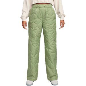 NWT Nike Sportswear Essential Quilted High Waisted Green Wide Leg Pants
